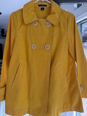 Gap Yellow/Mustard Double-Breasted Raincoat